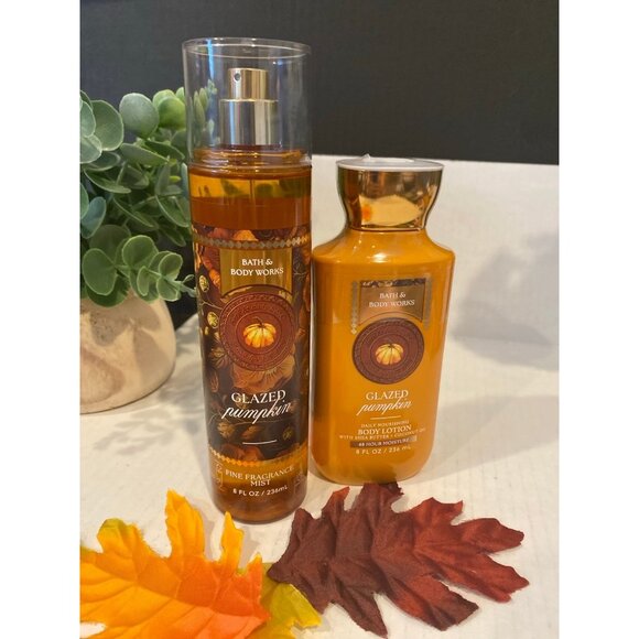 Bath & Body Works "Glazed Pumpkin" New Full Size 2 Pc Body Care Set - Picture 1 of 7